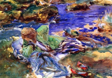  stream Painting - Woman in a Turkish Costume A Turkish Woman by a Stream John Singer Sargent